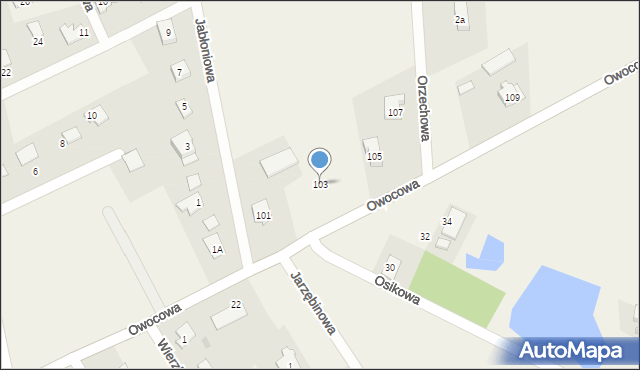 Brzozówka, Owocowa, 103, mapa Brzozówka