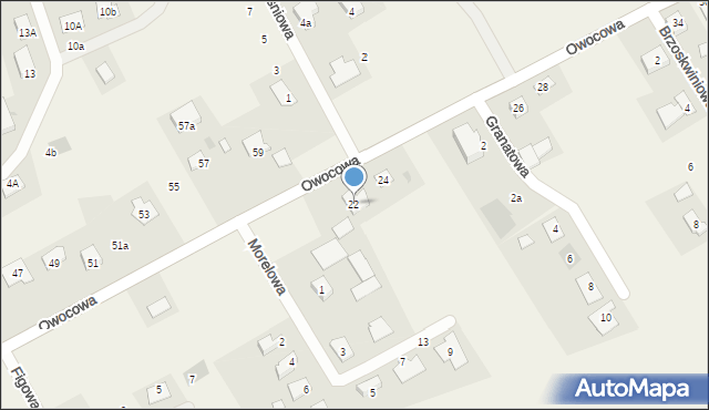 Brzozówka, Owocowa, 22, mapa Brzozówka