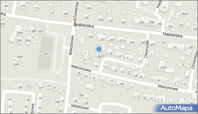 Bydgoszcz, Owocowa, 18, mapa Bydgoszczy