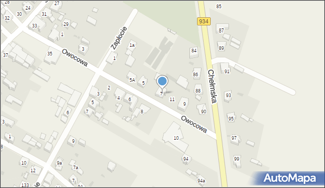 Chełm Śląski, Owocowa, 7a, mapa Chełm Śląski