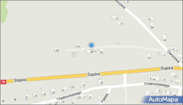 Chrzanów, Owocowa, 1F, mapa Chrzanów