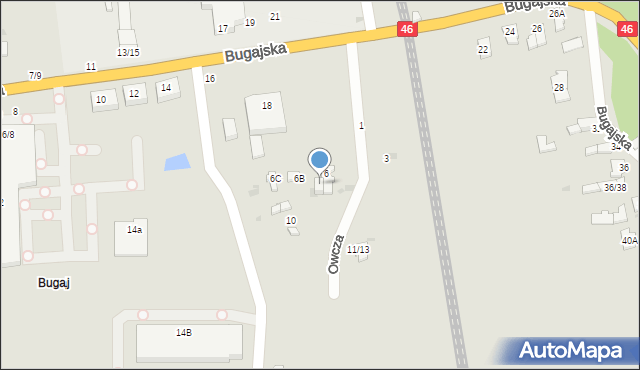 Częstochowa, Owcza, 6A, mapa Częstochowy