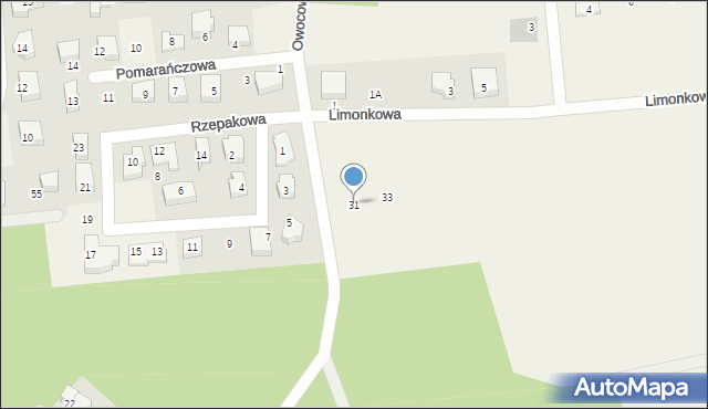 Dębogórze, Owocowa, 31, mapa Dębogórze