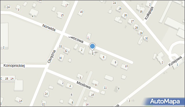 Drezdenko, Owocowa, 4, mapa Drezdenko