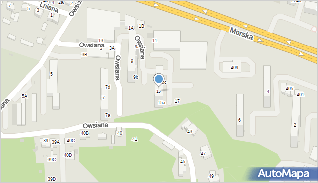 Gdynia, Owsiana, 15, mapa Gdyni