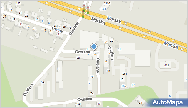 Gdynia, Owsiana, 3A, mapa Gdyni