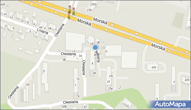 Gdynia, Owsiana, 9a, mapa Gdyni