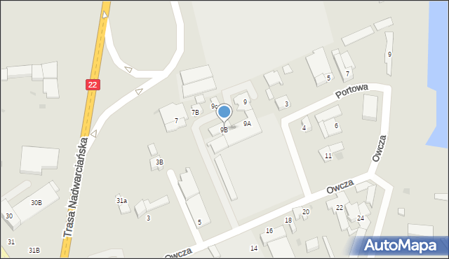 Gorzów Wielkopolski, Owcza, 9B, mapa Gorzów Wielkopolski