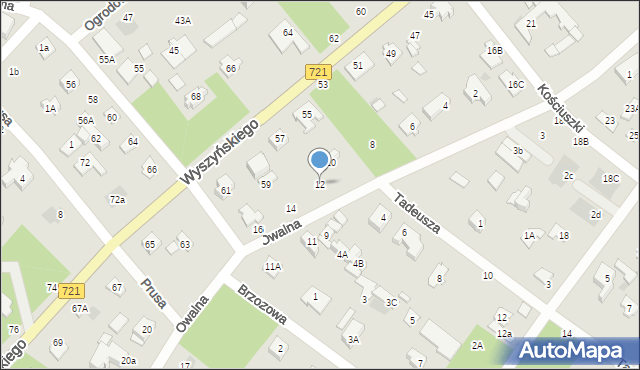 Józefów, Owalna, 12, mapa Józefów