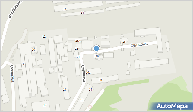 Katowice, Owocowa, 16b, mapa Katowic