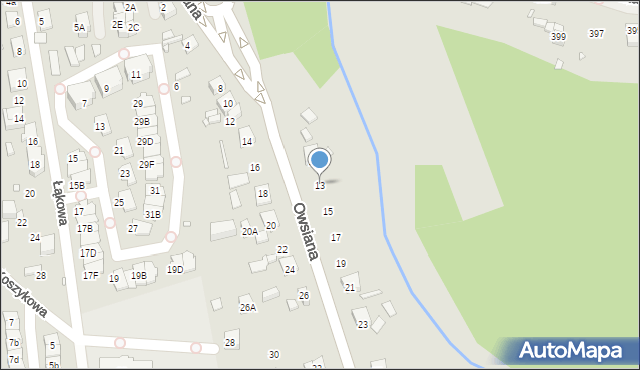 Katowice, Owsiana, 13, mapa Katowic