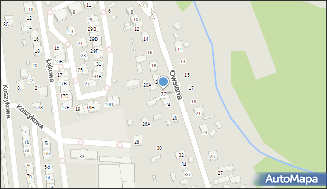 Katowice, Owsiana, 22, mapa Katowic