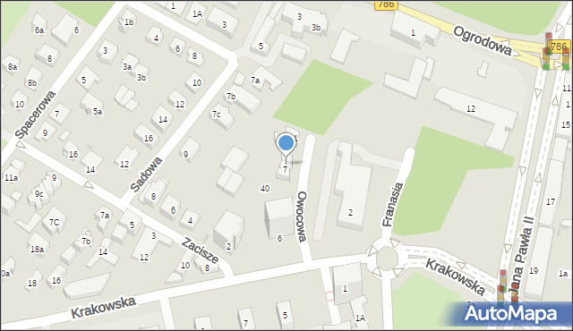 Kielce, Owocowa, 9, mapa Kielc