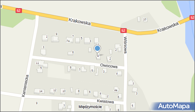 Kobiernice, Owocowa, 4, mapa Kobiernice