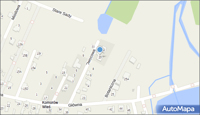 Komorów, Owocowa, 10, mapa Komorów