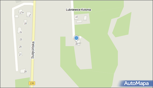 Lubniewice, Owocowa, 1, mapa Lubniewice