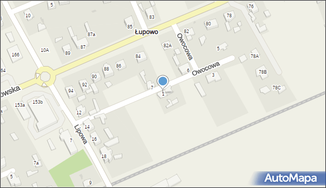 Łupowo, Owocowa, 1, mapa Łupowo