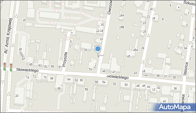 Piotrków Trybunalski, Owocowa, 4, mapa Piotrków Trybunalski