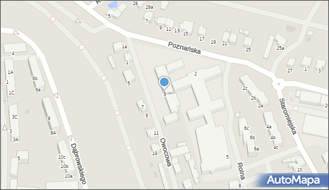 Pyrzyce, Owocowa, 3, mapa Pyrzyce