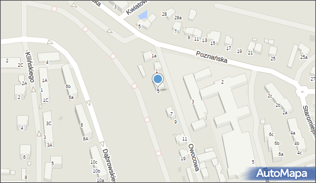 Pyrzyce, Owocowa, 5, mapa Pyrzyce