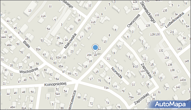 Radom, Owocowa, 14, mapa Radomia