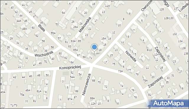 Radom, Owocowa, 20, mapa Radomia