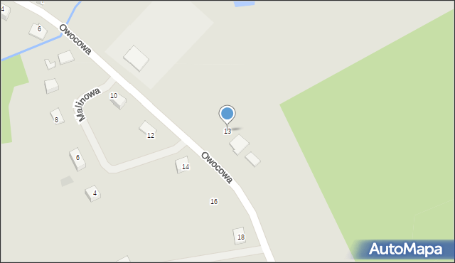 Recz, Owocowa, 13, mapa Recz