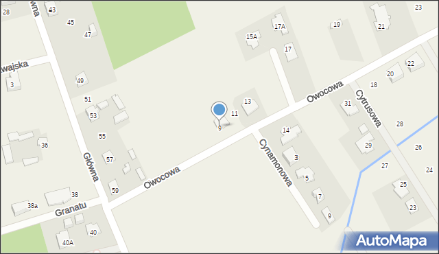 Rusiec, Owocowa, 9, mapa Rusiec