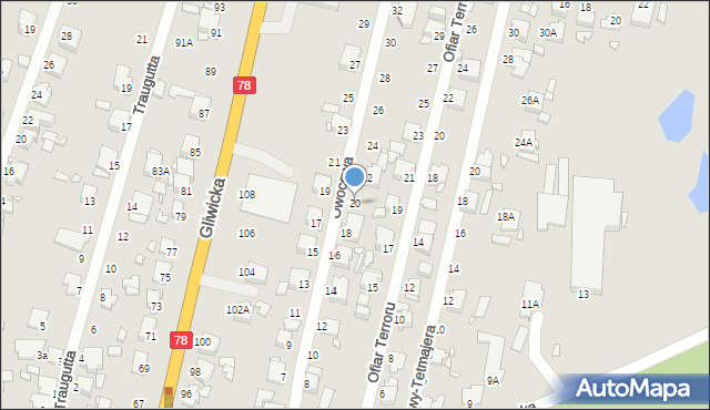 Rybnik, Owocowa, 20, mapa Rybnika