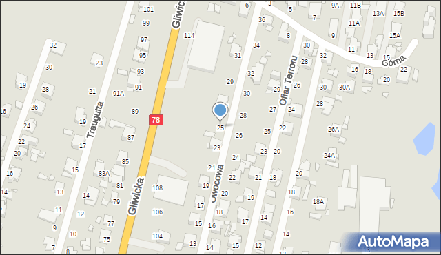 Rybnik, Owocowa, 25, mapa Rybnika