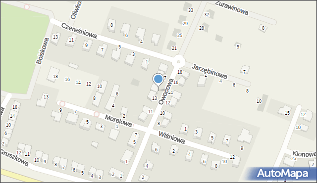 Sadków, Owocowa, 15, mapa Sadków