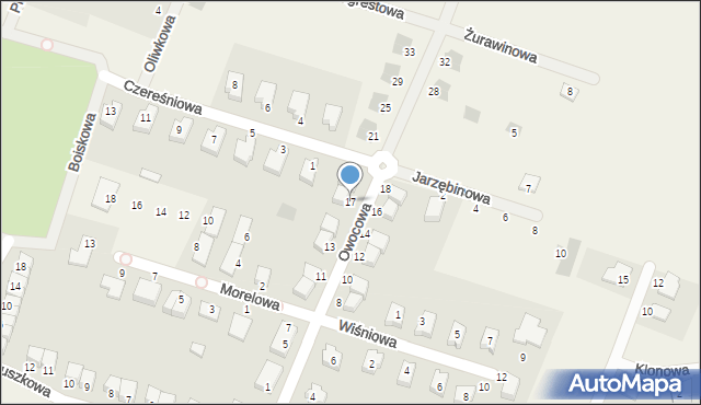 Sadków, Owocowa, 17, mapa Sadków