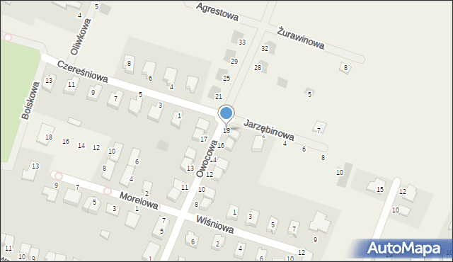 Sadków, Owocowa, 18, mapa Sadków