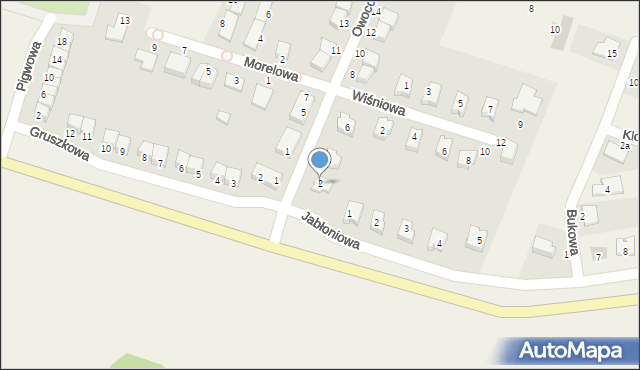 Sadków, Owocowa, 2, mapa Sadków