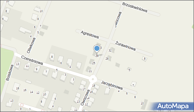 Sadków, Owocowa, 29, mapa Sadków