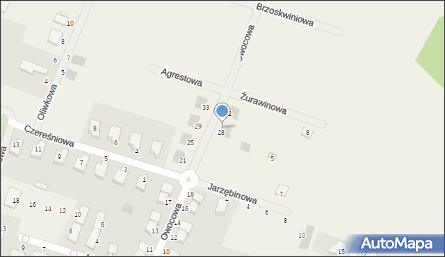 Sadków, Owocowa, 30, mapa Sadków