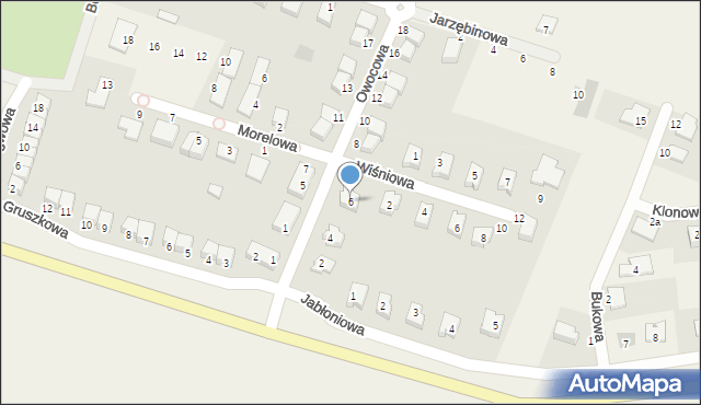 Sadków, Owocowa, 6, mapa Sadków