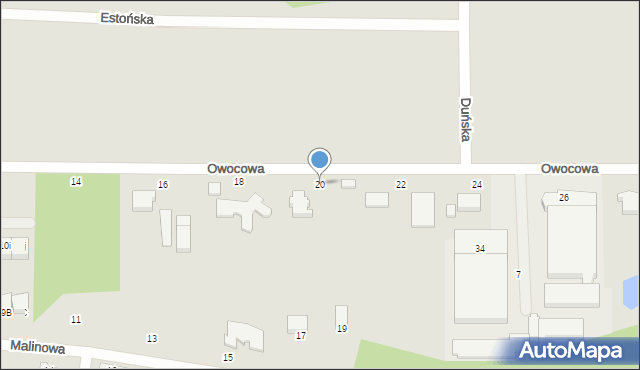 Słupsk, Owocowa, 20, mapa Słupska