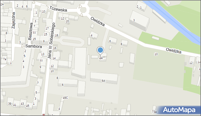 Starogard Gdański, Owidzka, 4A, mapa Starogard Gdański