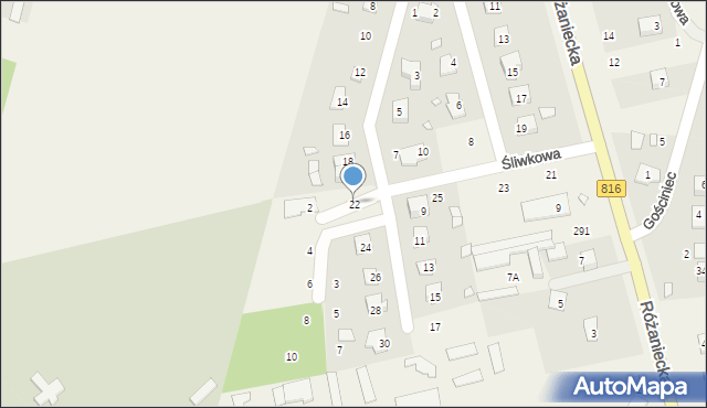 Suszno, Owocowa, 22, mapa Suszno