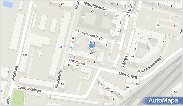 Szczecin, Owocowa, 4a, mapa Szczecina