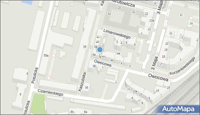 Szczecin, Owocowa, 6, mapa Szczecina