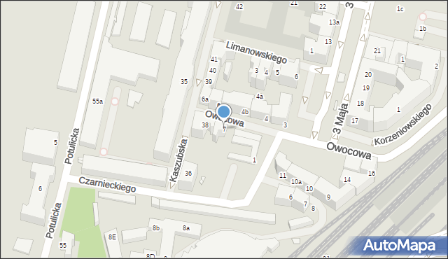 Szczecin, Owocowa, 7, mapa Szczecina
