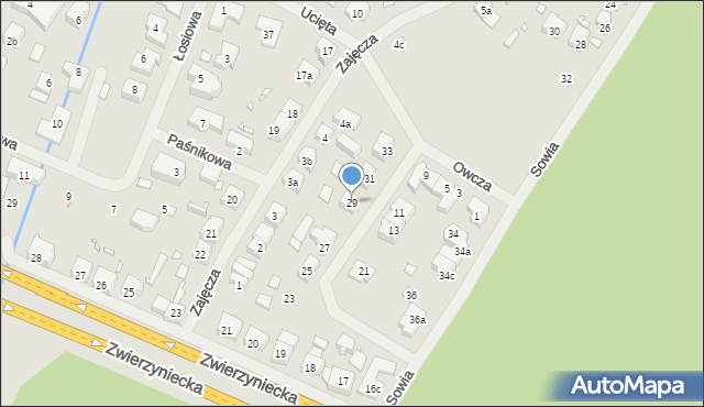 Szczecin, Owcza, 29, mapa Szczecina