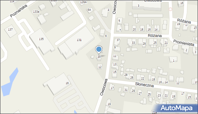 Tarnowo Podgórne, Owocowa, 10, mapa Tarnowo Podgórne