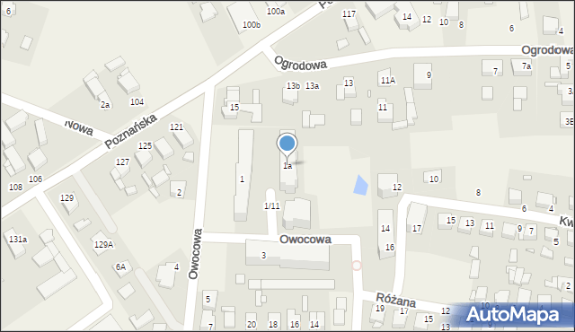 Tarnowo Podgórne, Owocowa, 1a, mapa Tarnowo Podgórne