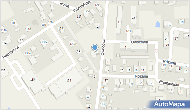 Tarnowo Podgórne, Owocowa, 4a, mapa Tarnowo Podgórne