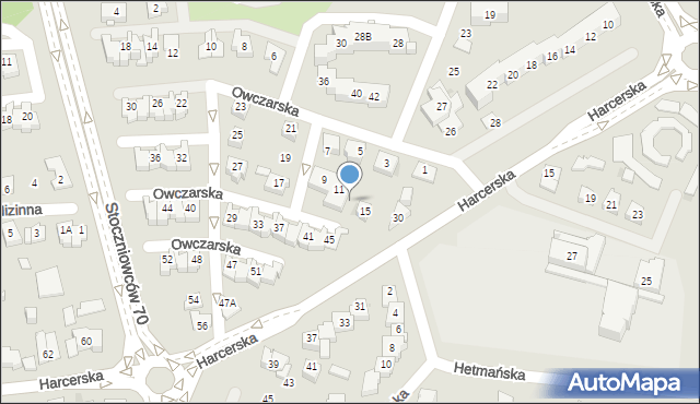 Tychy, Owczarska, 13, mapa Tychów