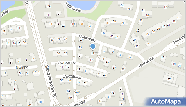 Tychy, Owczarska, 19, mapa Tychów