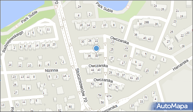 Tychy, Owczarska, 32, mapa Tychów